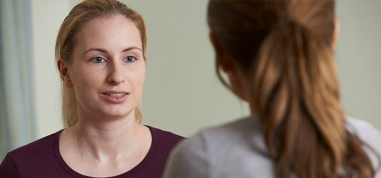Two professional women having a meeting